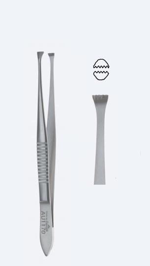 Пінцети, хірургічні, "Graeffe", для тканин, прямі, кінчик 4,0 мм, загальна довжина 110 мм, 4 1/4". Бренд - Asanus Medizintechnik Gmb, Німеччина